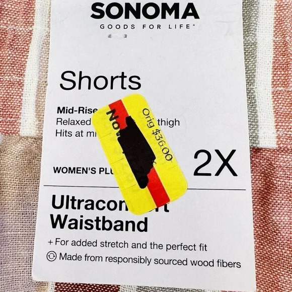 NWT SONOMA Women Mid Rise Pockets Ultra Waistband Striped Shorts Plus Size 2X - Picture 4 of 6